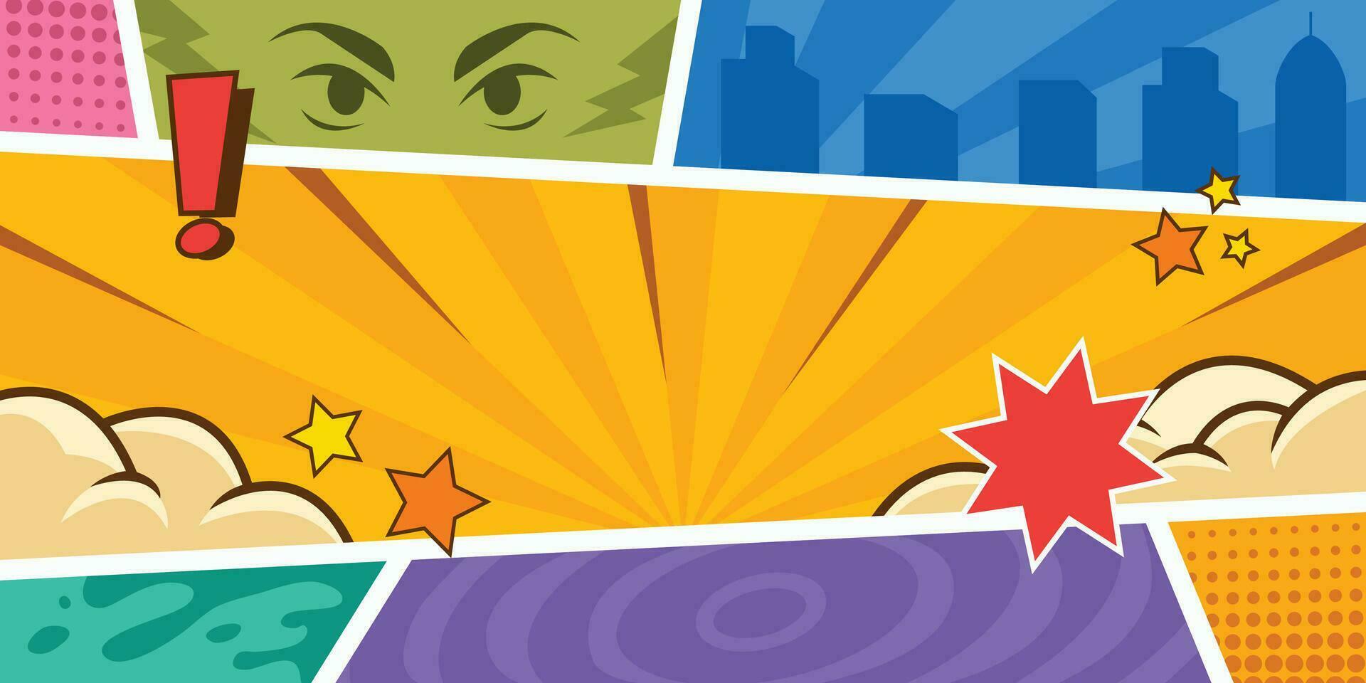 Dramatic Pop Comic Panel Style Background vector