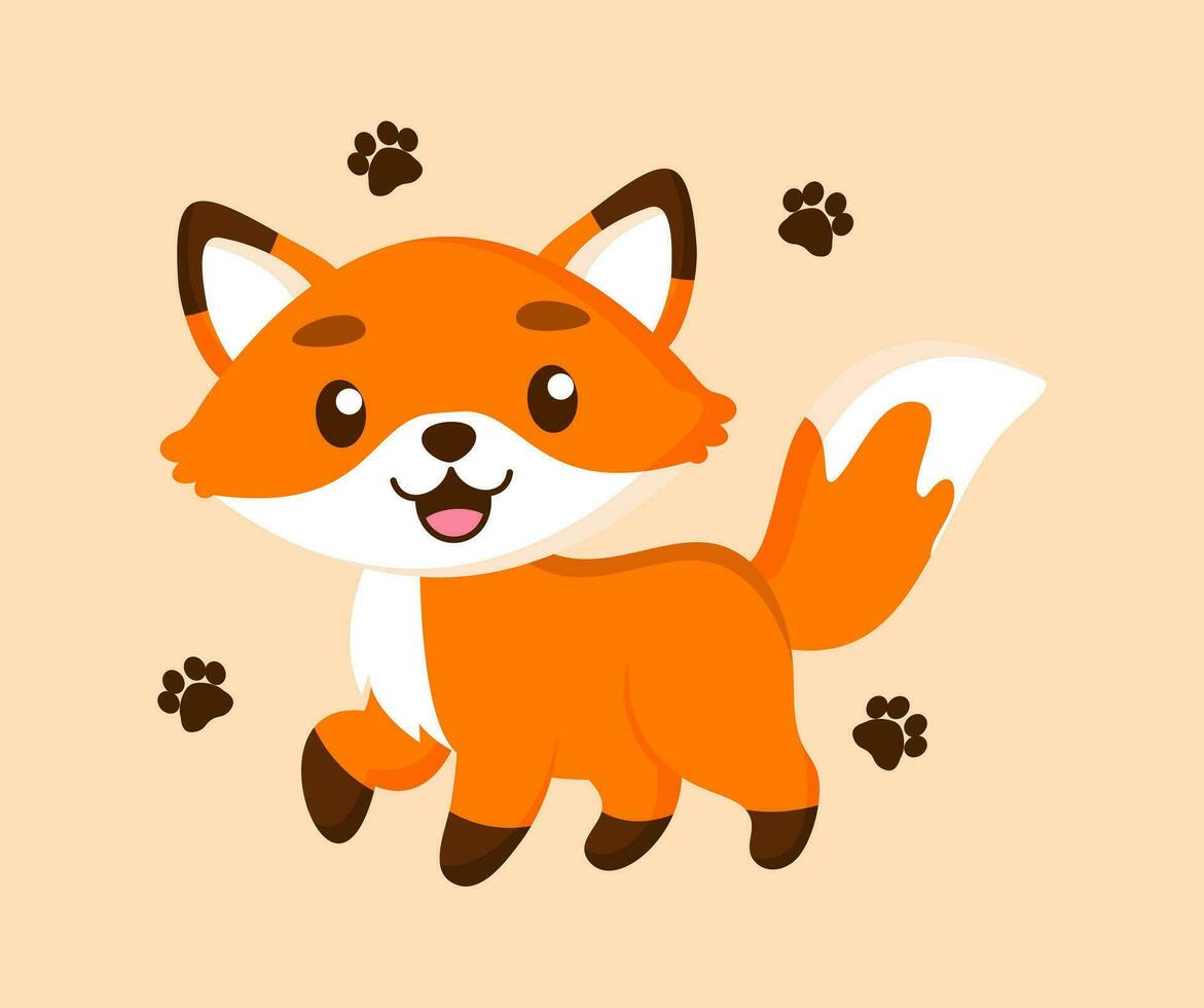 Vector fox cartoon in flat style