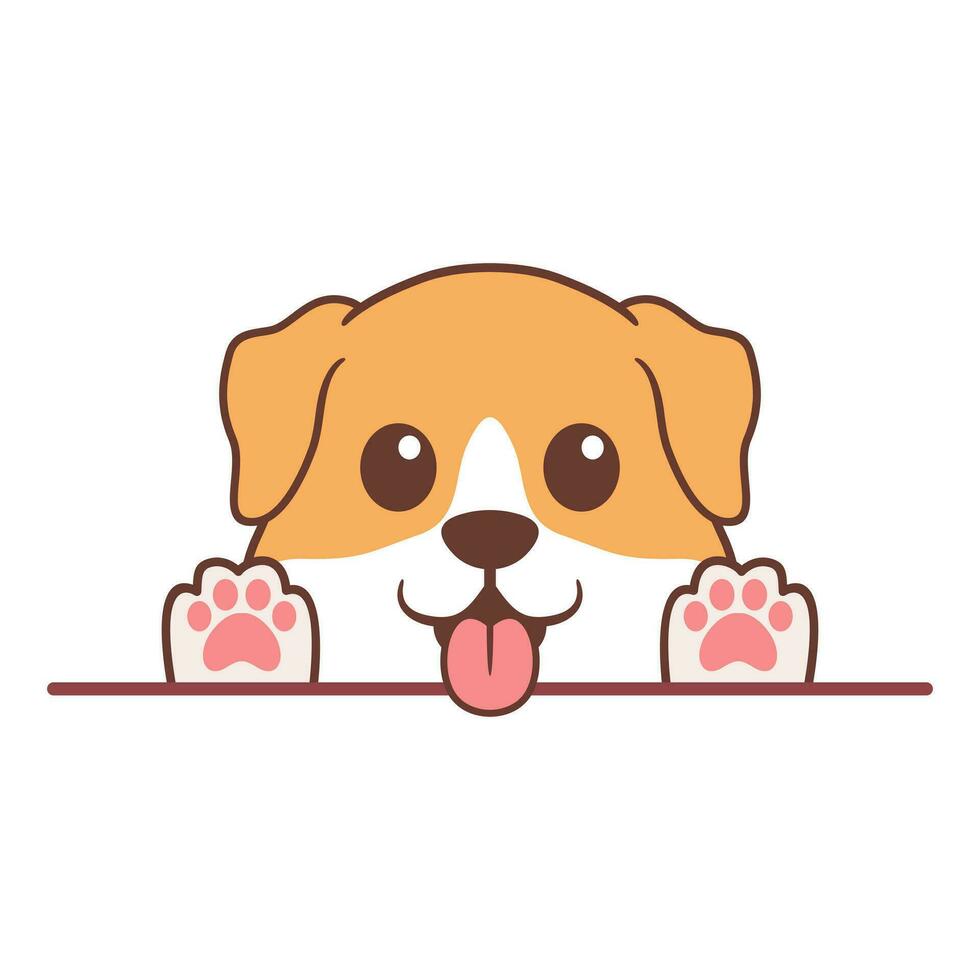 Cute shiba inu dog waving paw cartoon vector illustration