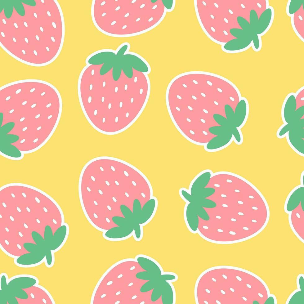 Strawberries seamless pattern fresh fruit background texture vector