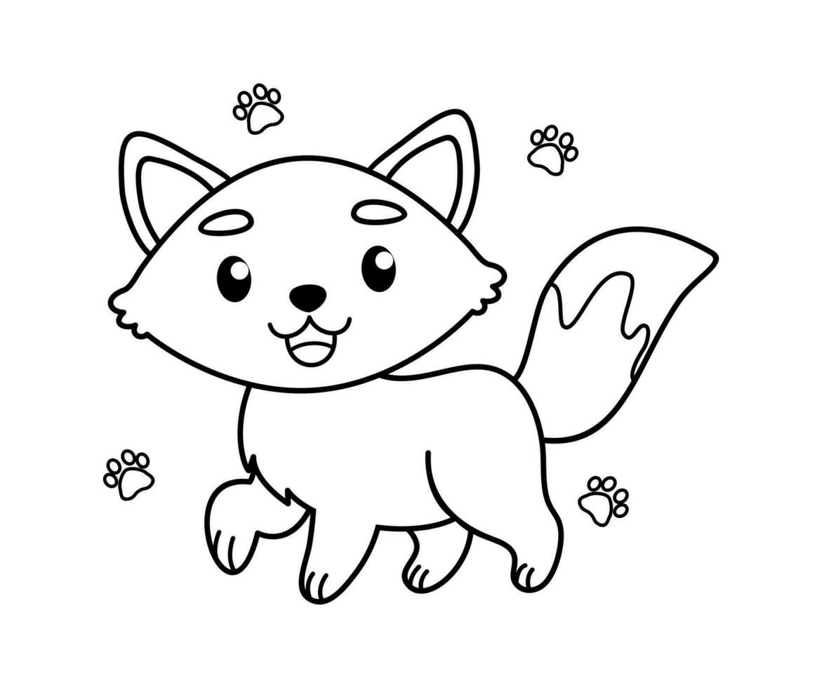 Vector hand drawn fox outline illustration