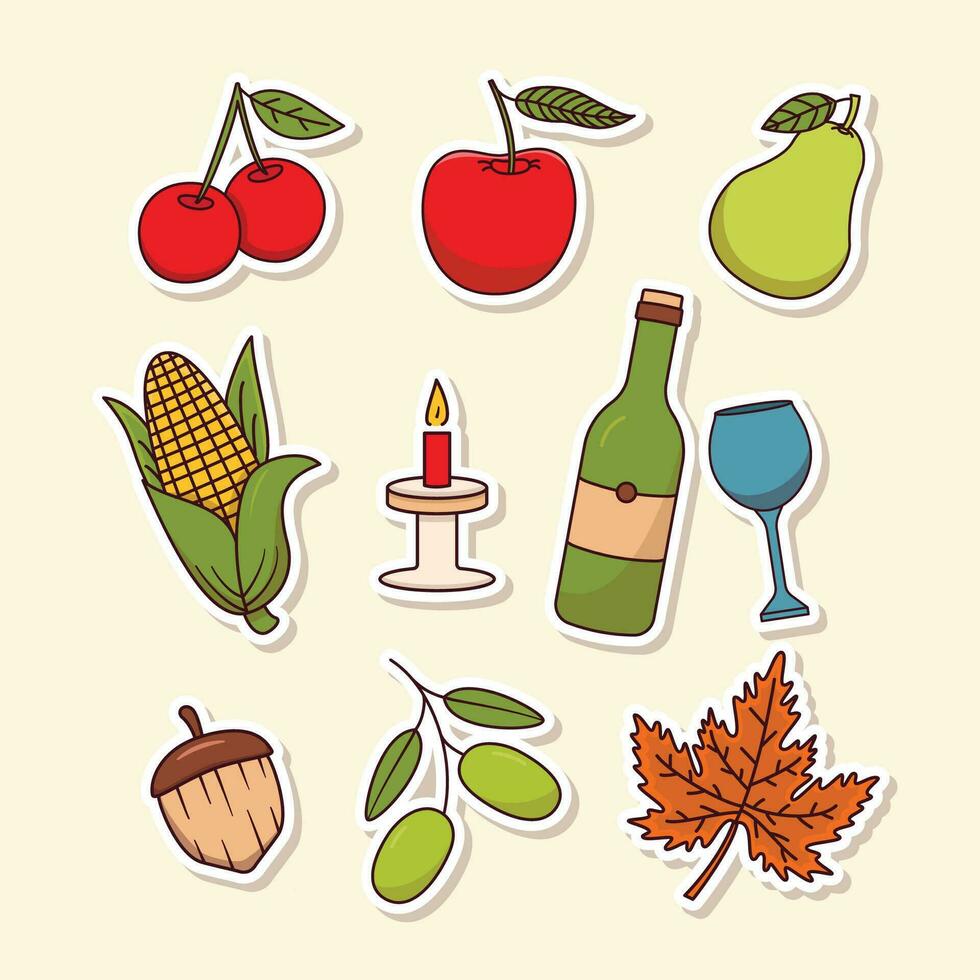 Thanksgiving Element Collection, food, vegetable, fruit, Thanksgiving sticker vector