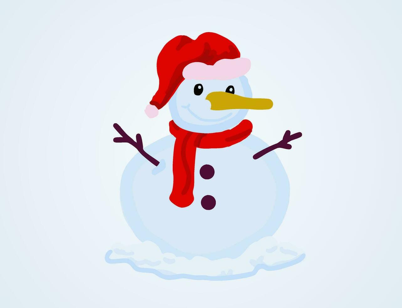 Navidad monigote de nieve con sombrero y bufanda vector