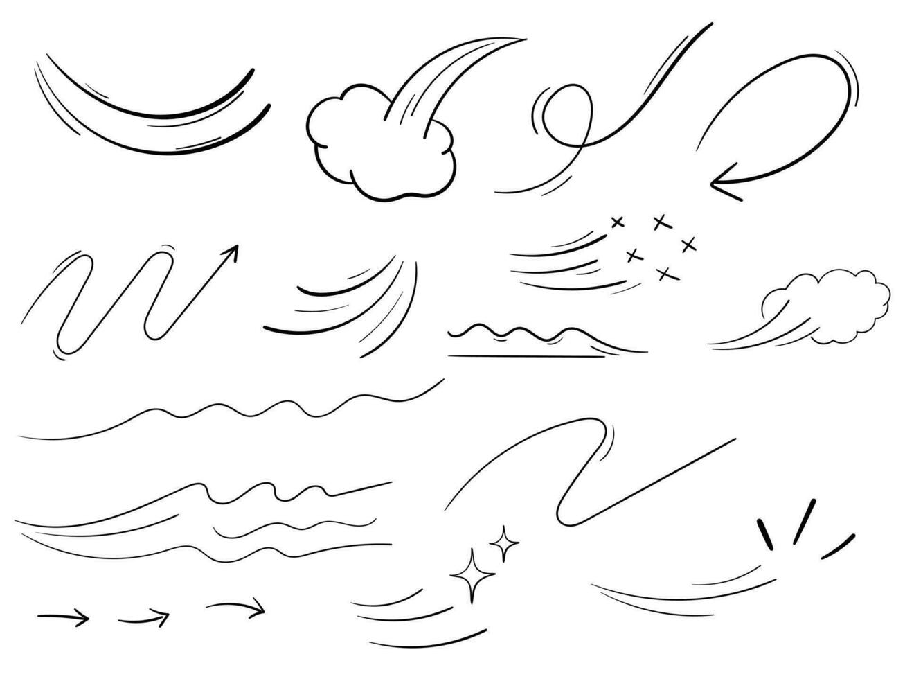 Line movement element decoration icon. Hand drawn doodle line element arrow vector