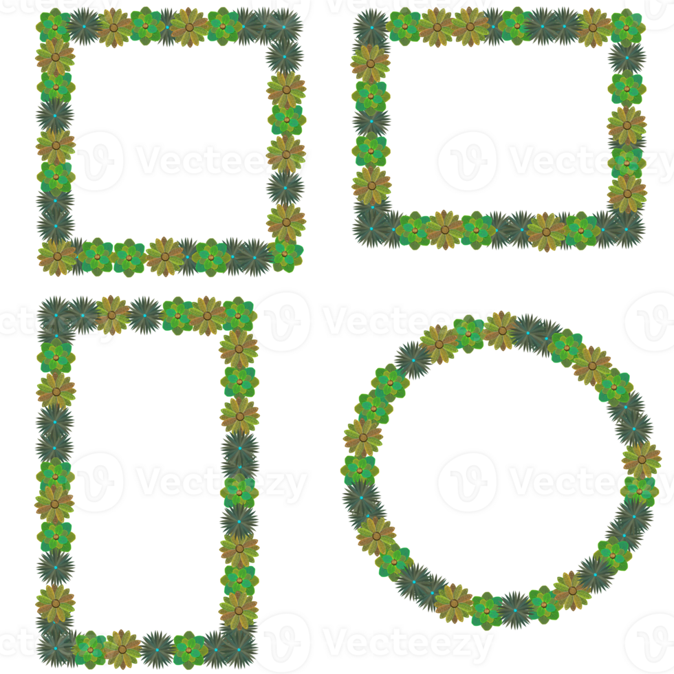 Flowers Leaves Frame png