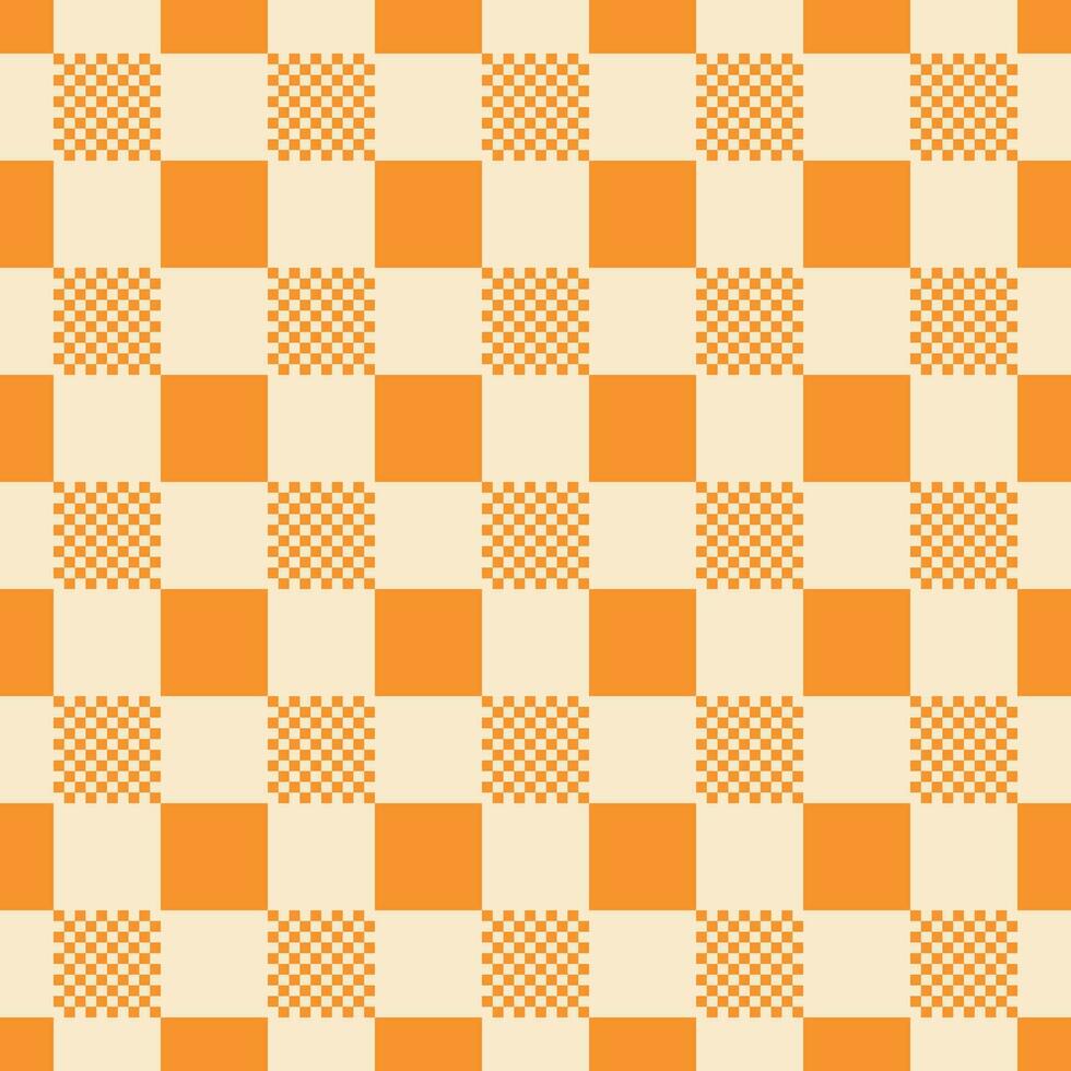 Orange checkerboard fabric, orange plaid pattern wallpaper vector