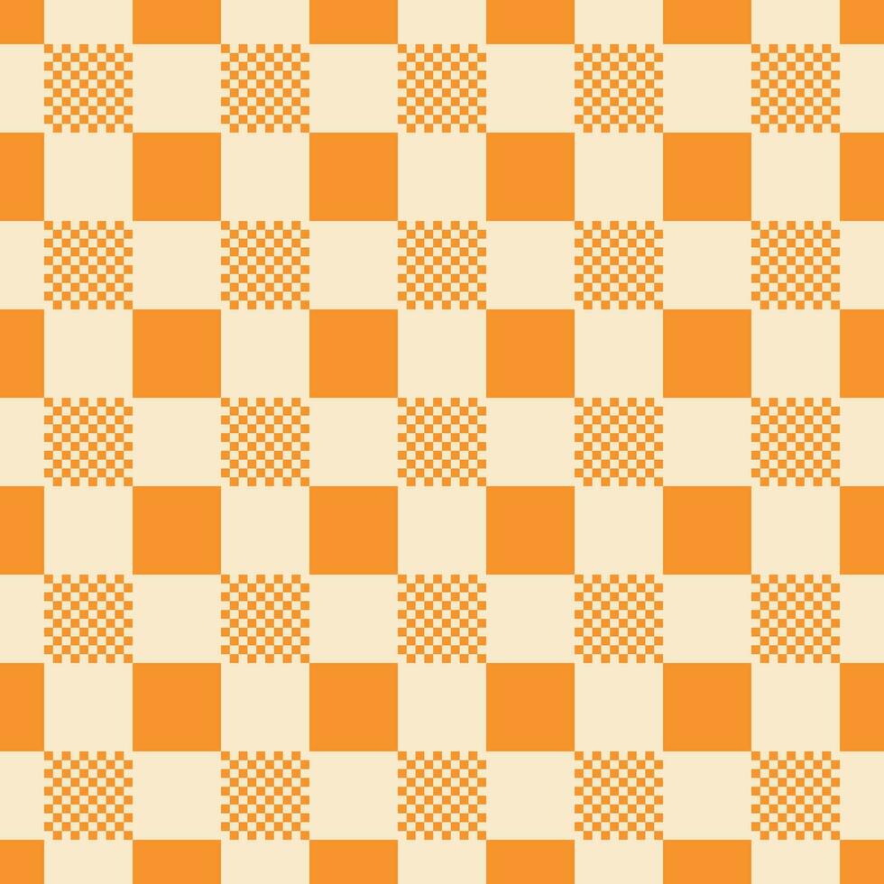 Orange checkerboard fabric, orange plaid pattern wallpaper vector