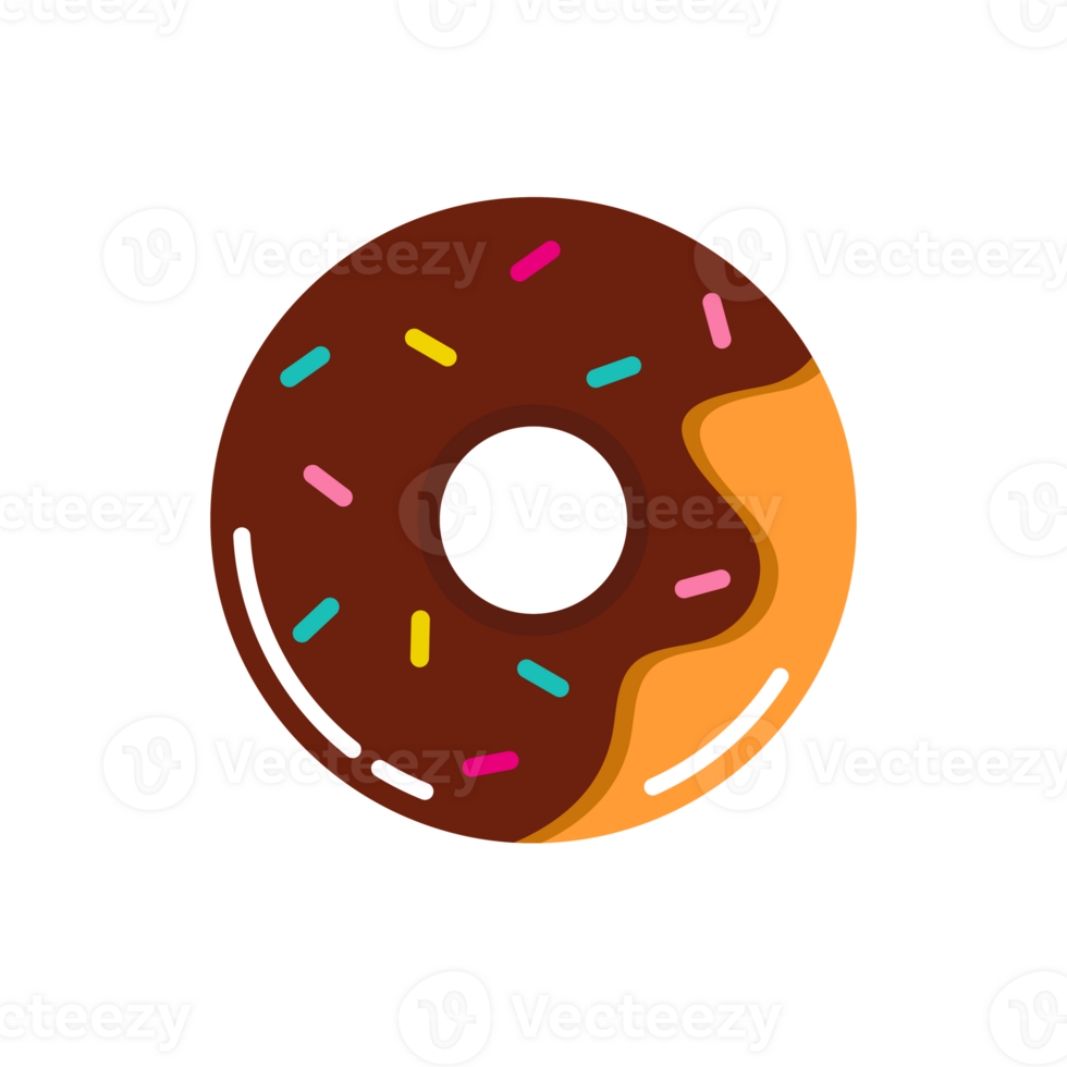 Chocolate donut in colorful glaze png