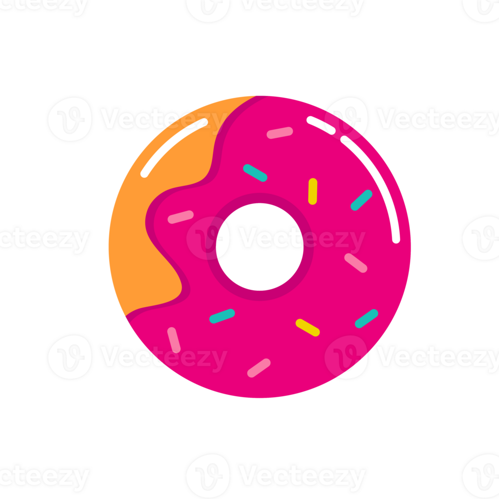 Strawberry donut in colorful glaze png