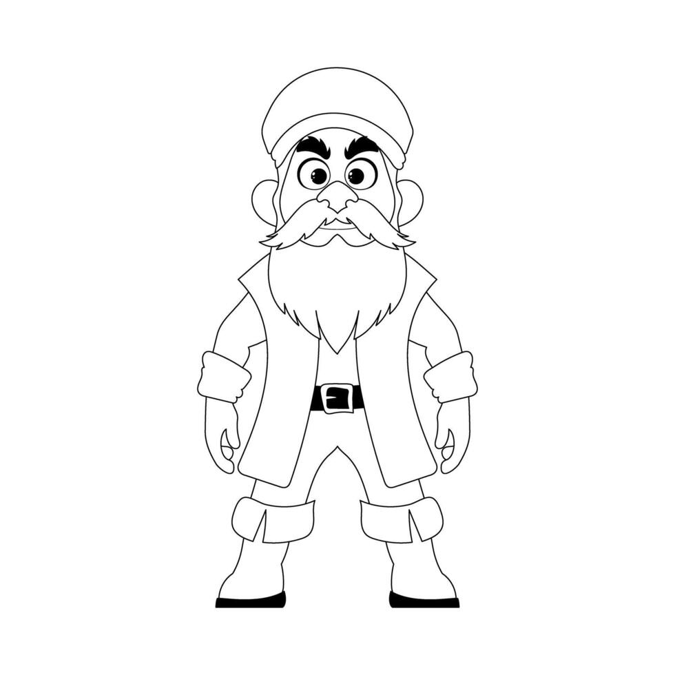 Funny and strict man pirate. Guy in a pirate costume. Coloring style vector