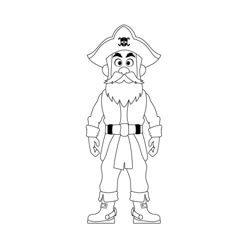 A pirate with a beard and hat is standing in front of a white background vector