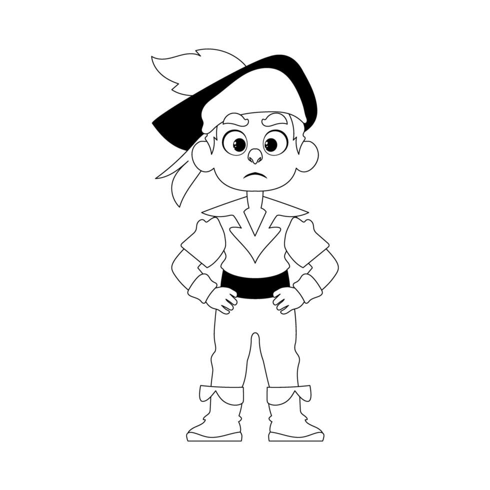 Funny and strict man pirate. Guy in a pirate costume. Coloring style vector