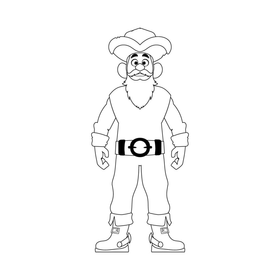 A cartoon pirate with a beard and hat vector