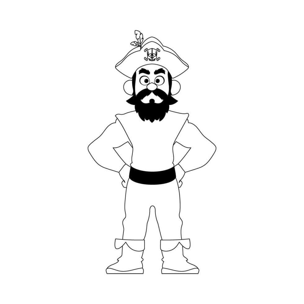 A cartoon pirate with a beard and hat vector