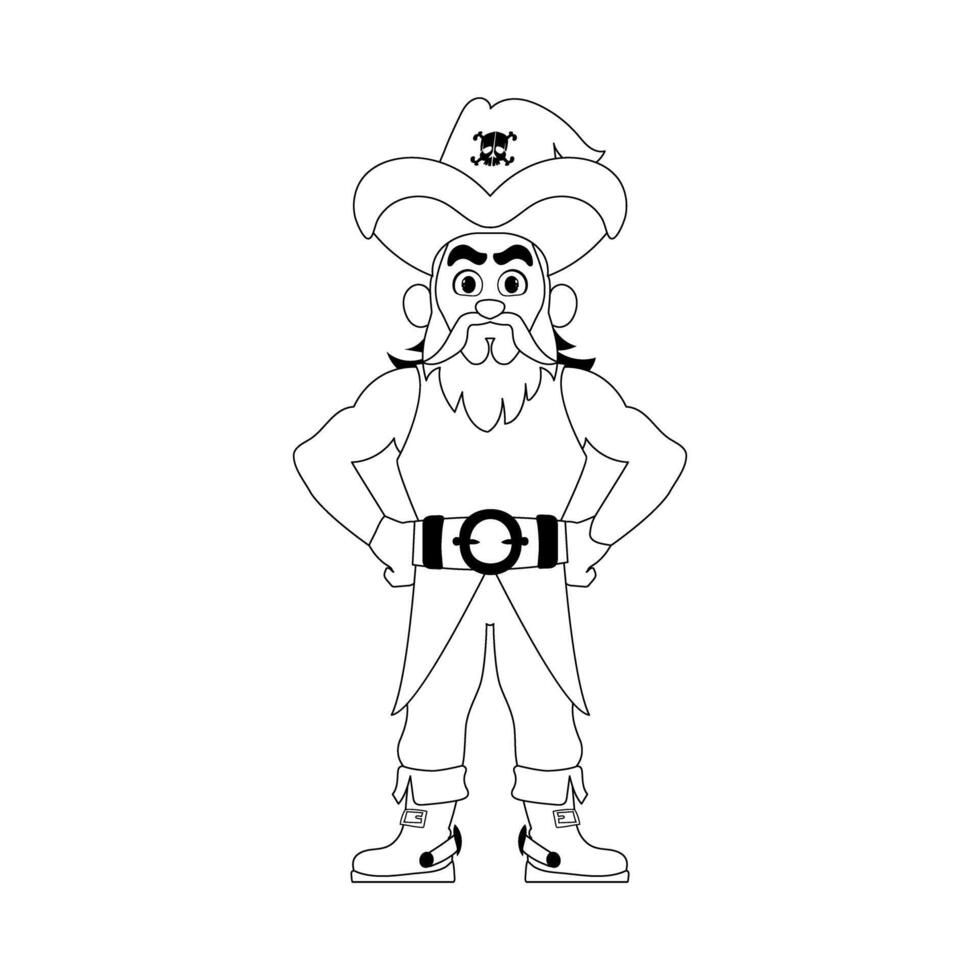 A cartoon pirate with a beard and hat vector