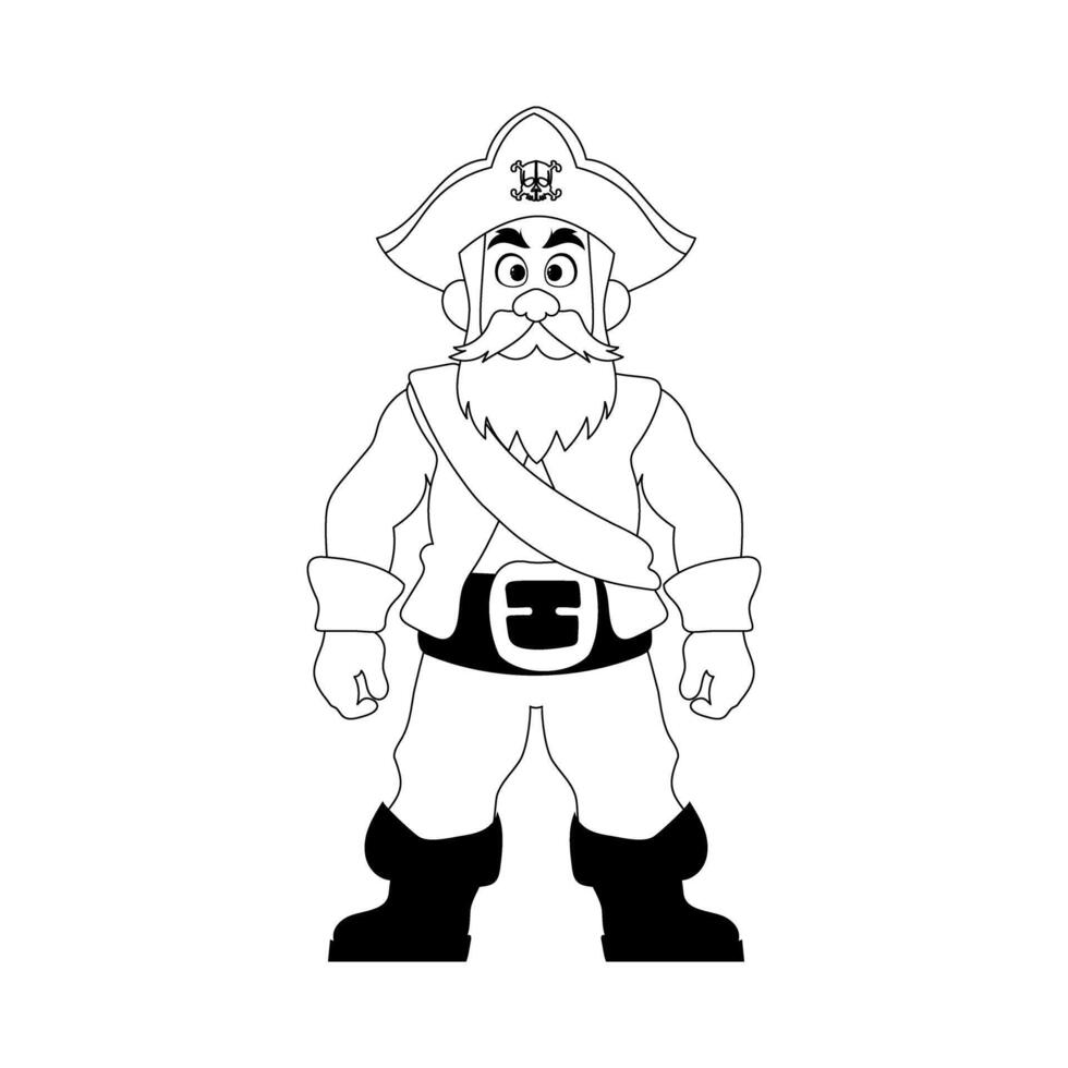 A cartoon pirate with a beard and hat vector