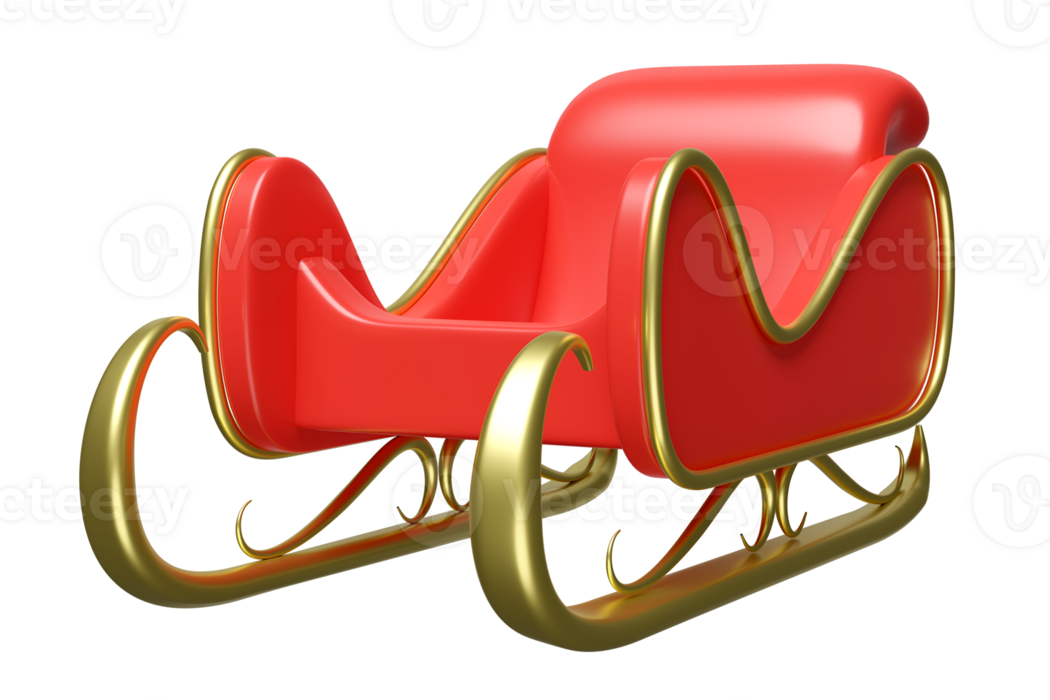 3d Christmas sleigh for santa claus isolated. merry christmas and happy new year, 3d render illustration png