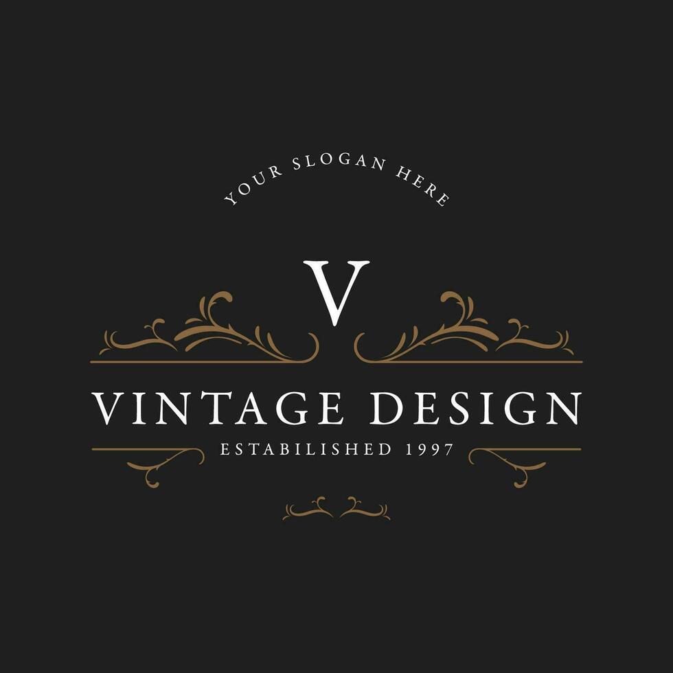 Luxurious monogram ornament logo design in retro vintage style. Logo for labels, restaurants, businesses, hotels. vector