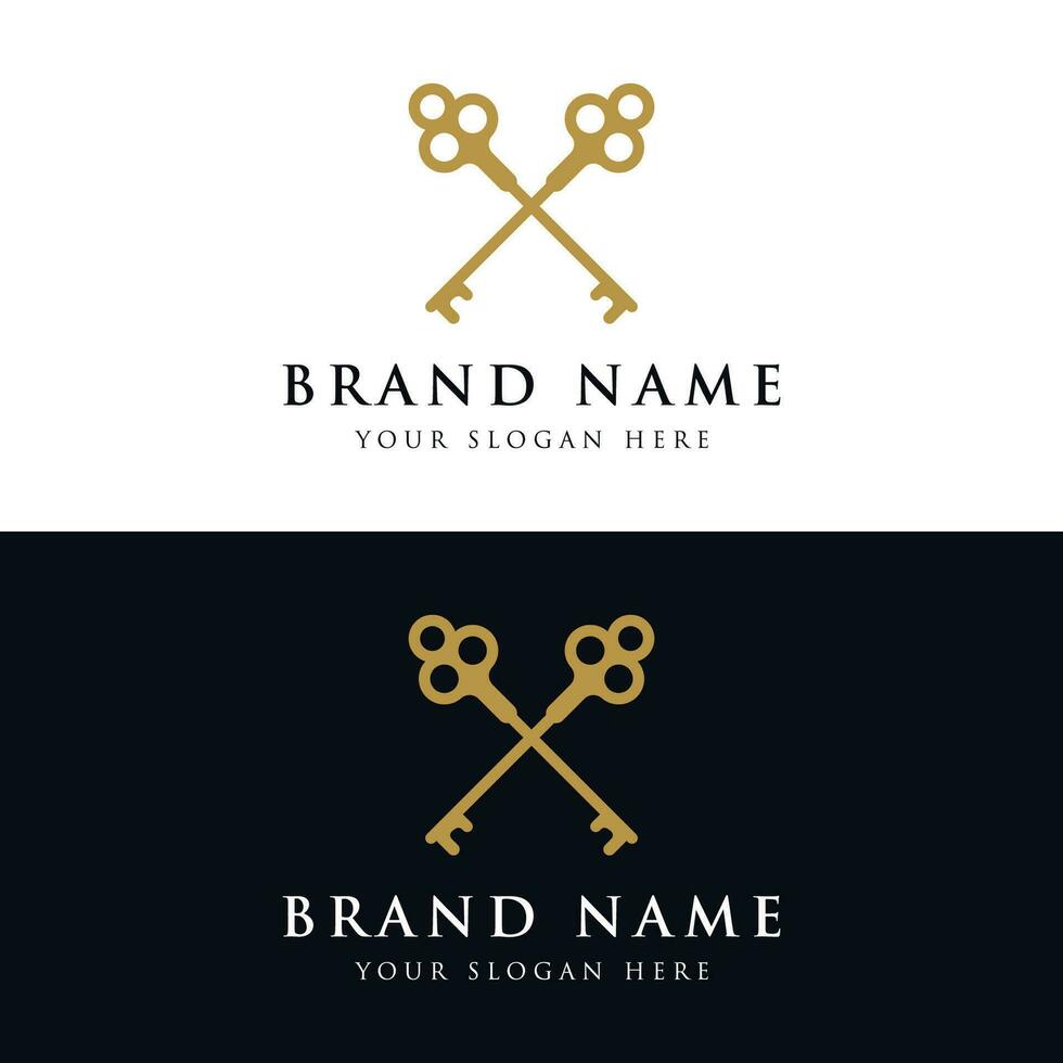 Retro luxury home or hotel or real estate key template logo with creative idea. vector