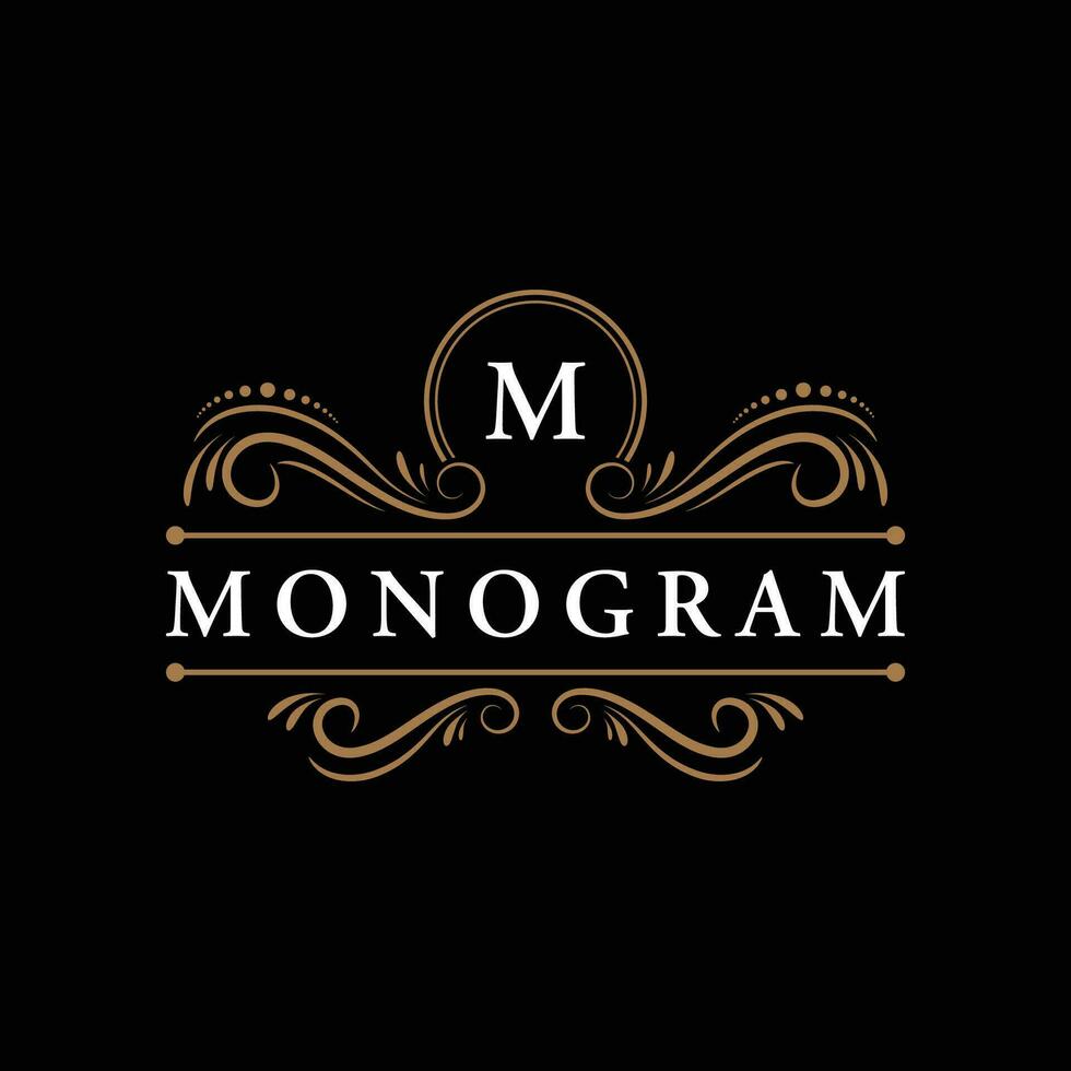 Luxurious monogram ornament logo design in retro vintage style. Logo for labels, restaurants, businesses, hotels. vector