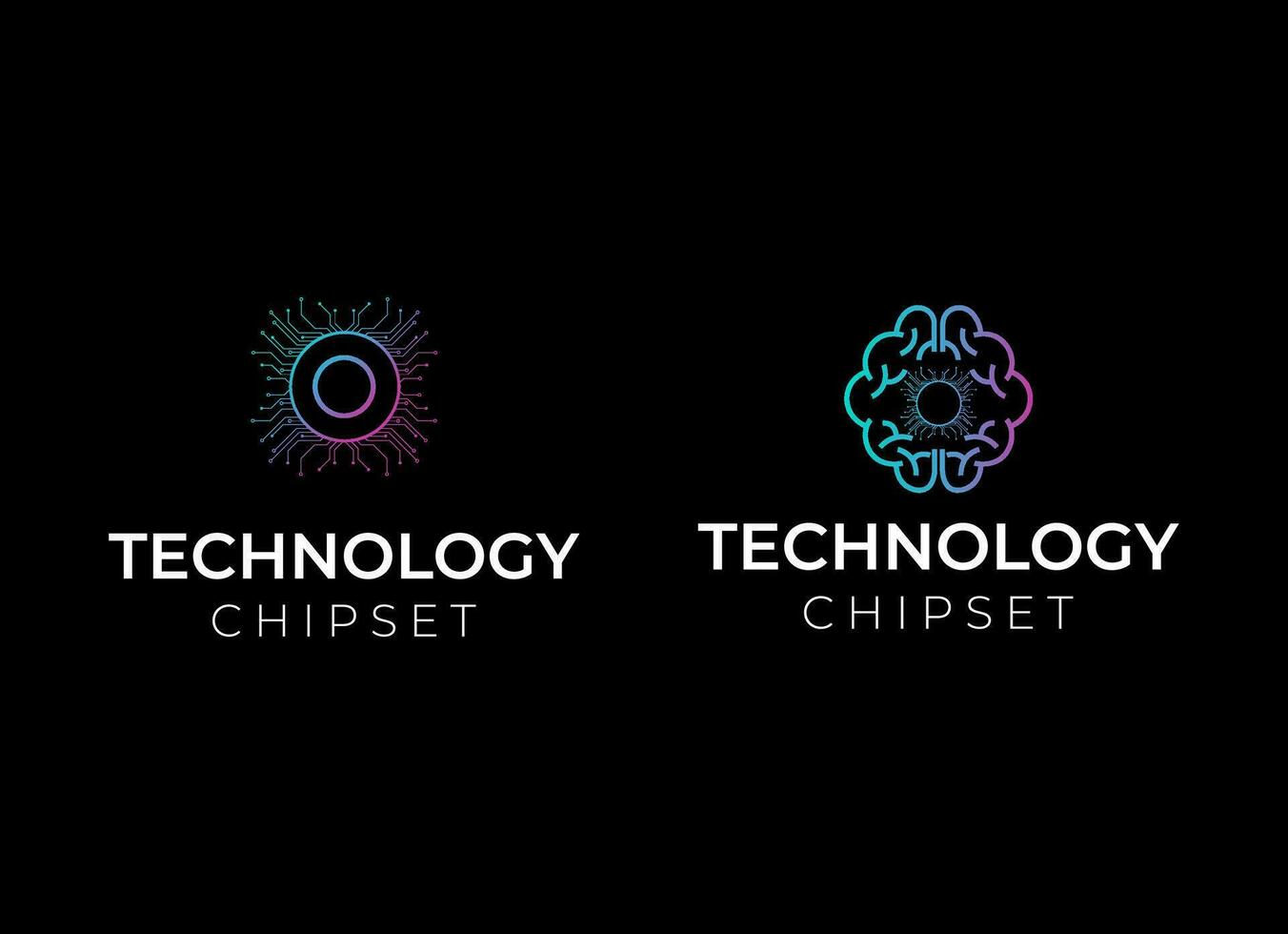 internal chipset data wire and technology logo design vector