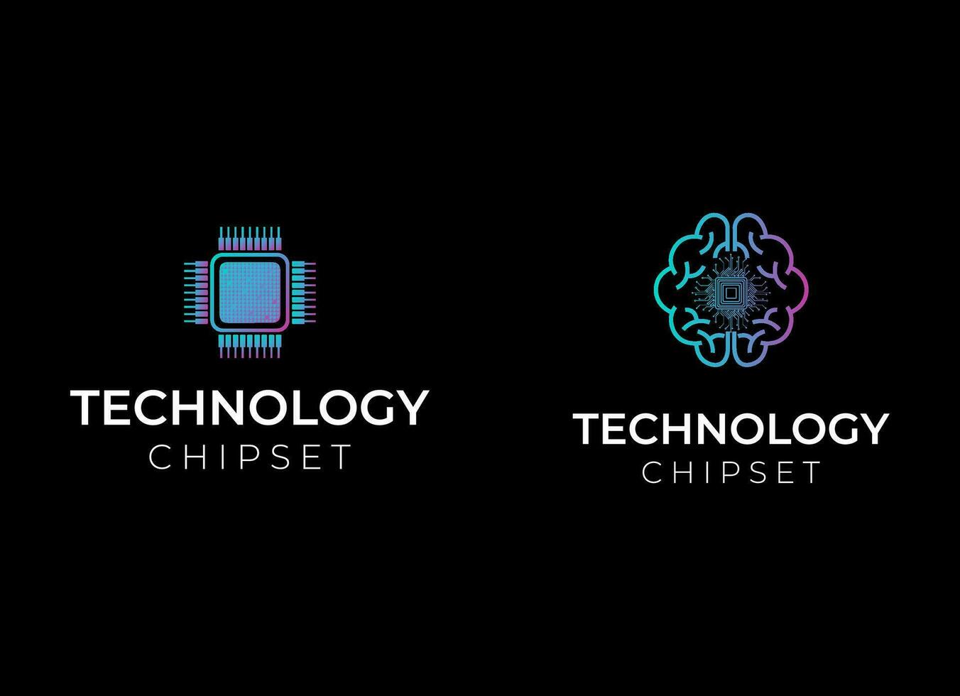 internal chipset data wire and technology logo design vector