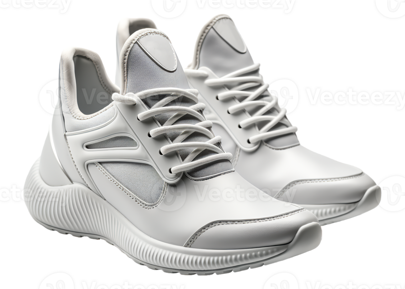 White shoe photo mockup with side view, isolated on transparent background, generative ai png