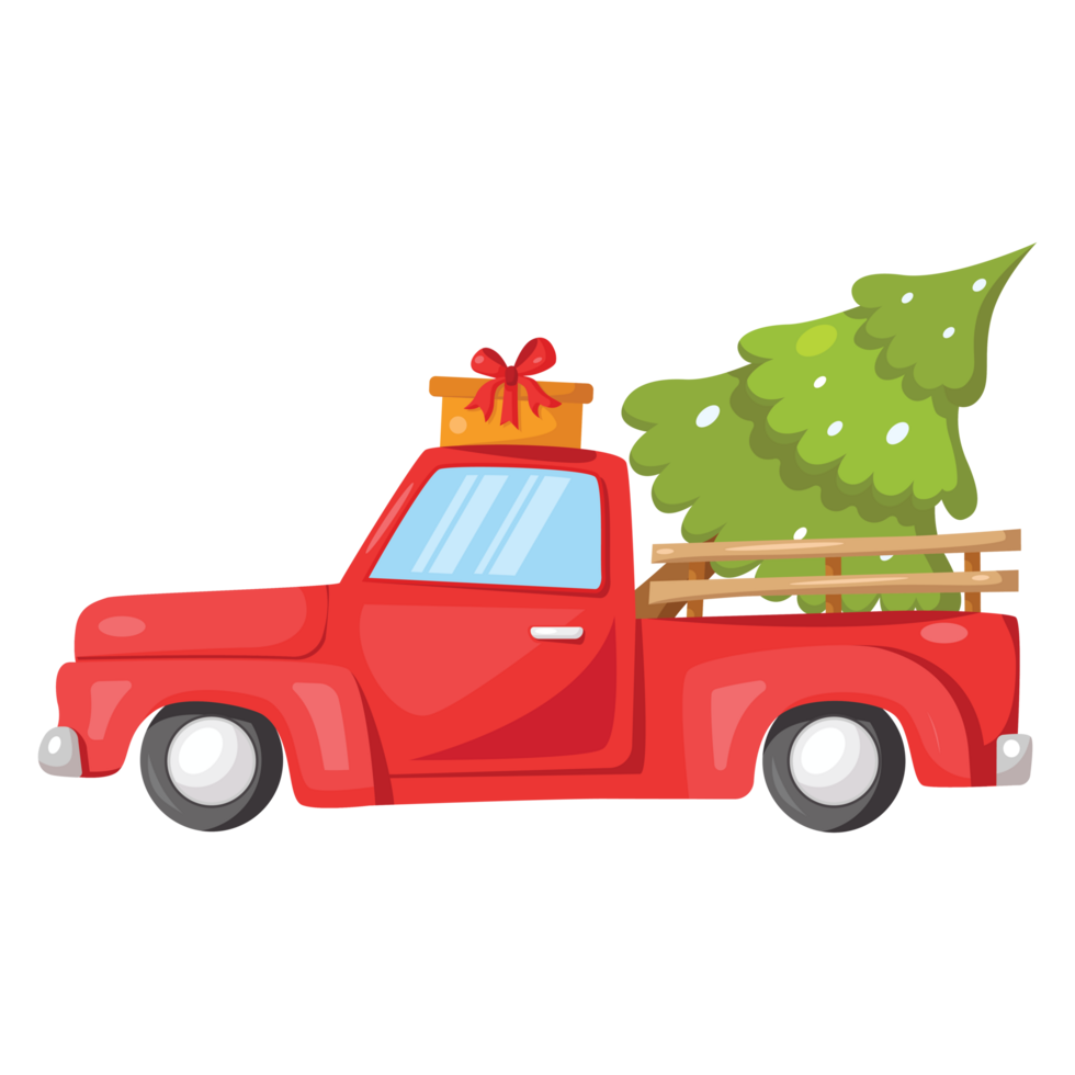 christmas truck with christmas tree png