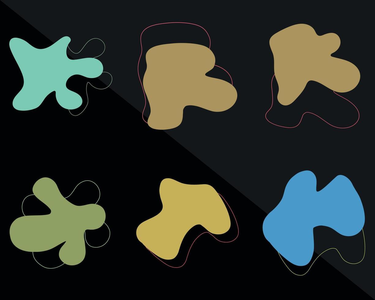 Blobs vector backgrounds. Organic colorful shapes with line