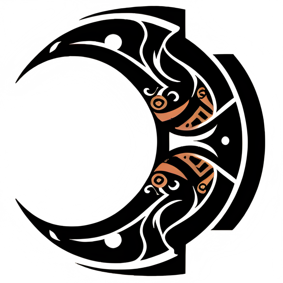 Crescent style tribal tattoo png transparent background ai generative