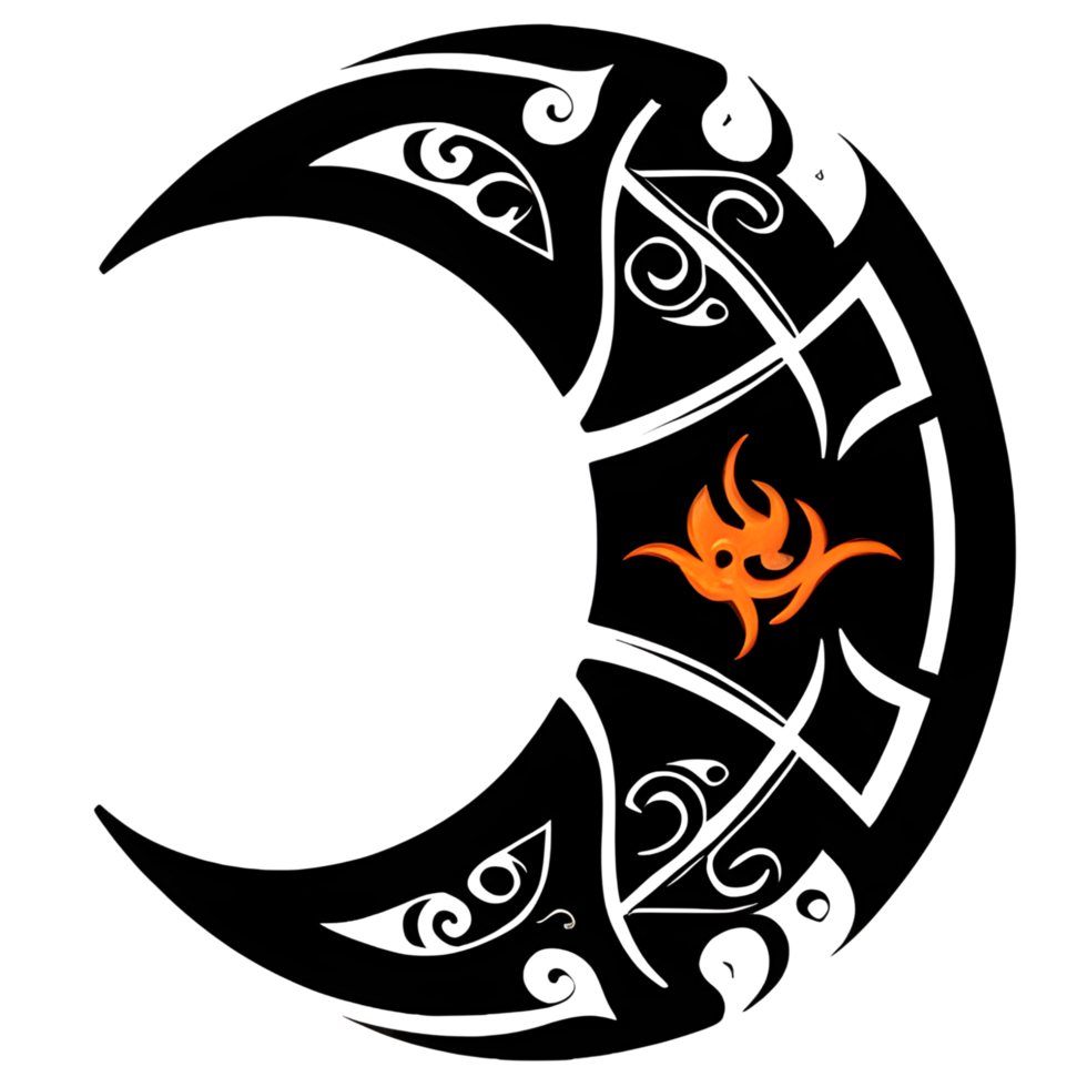 Crescent style tribal tattoo png transparent background ai generative
