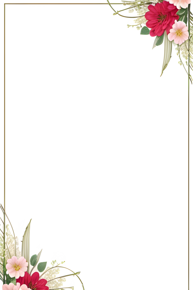 Invitation Flower Frame Border PNG Image Transparent Background Ai Generative