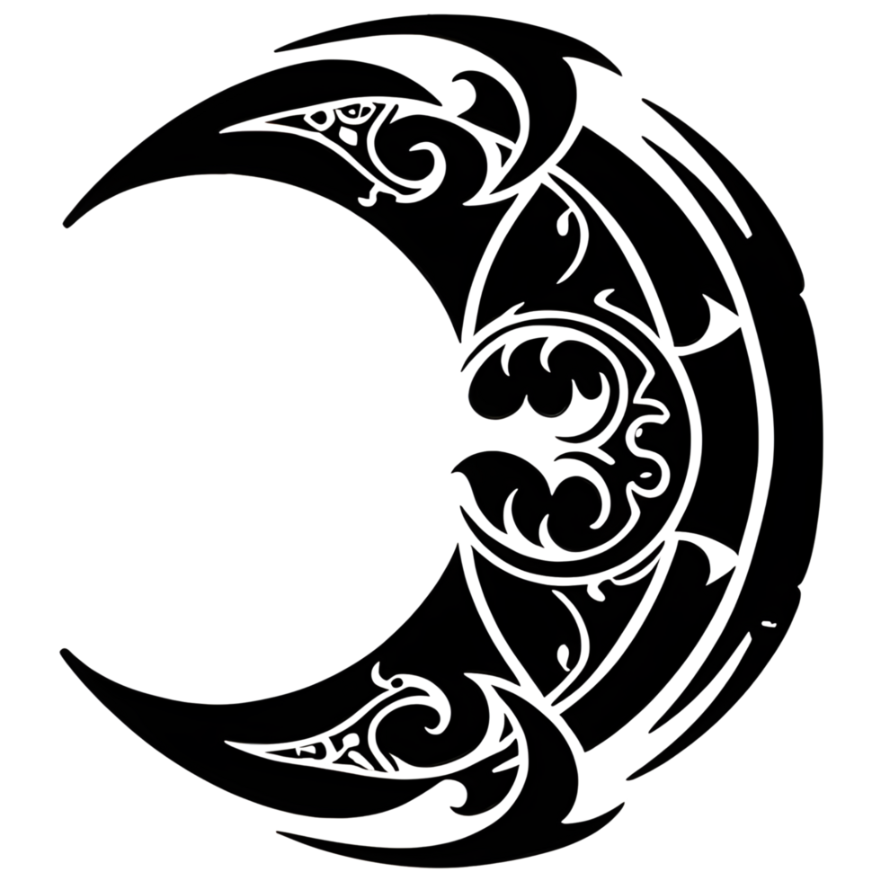 Crescent style tribal tattoo png transparent background ai generative