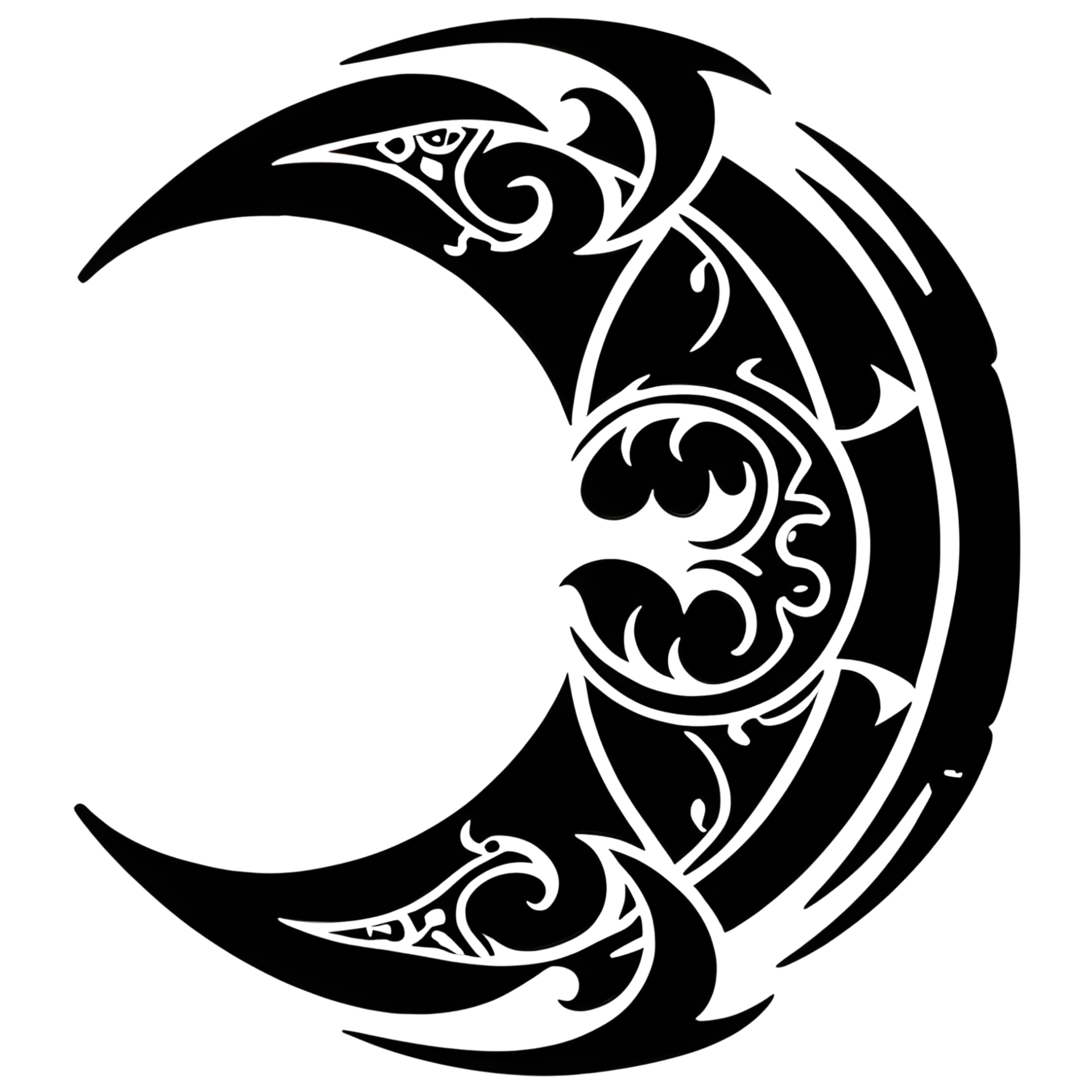 Crescent style tribal tattoo png transparent background ai