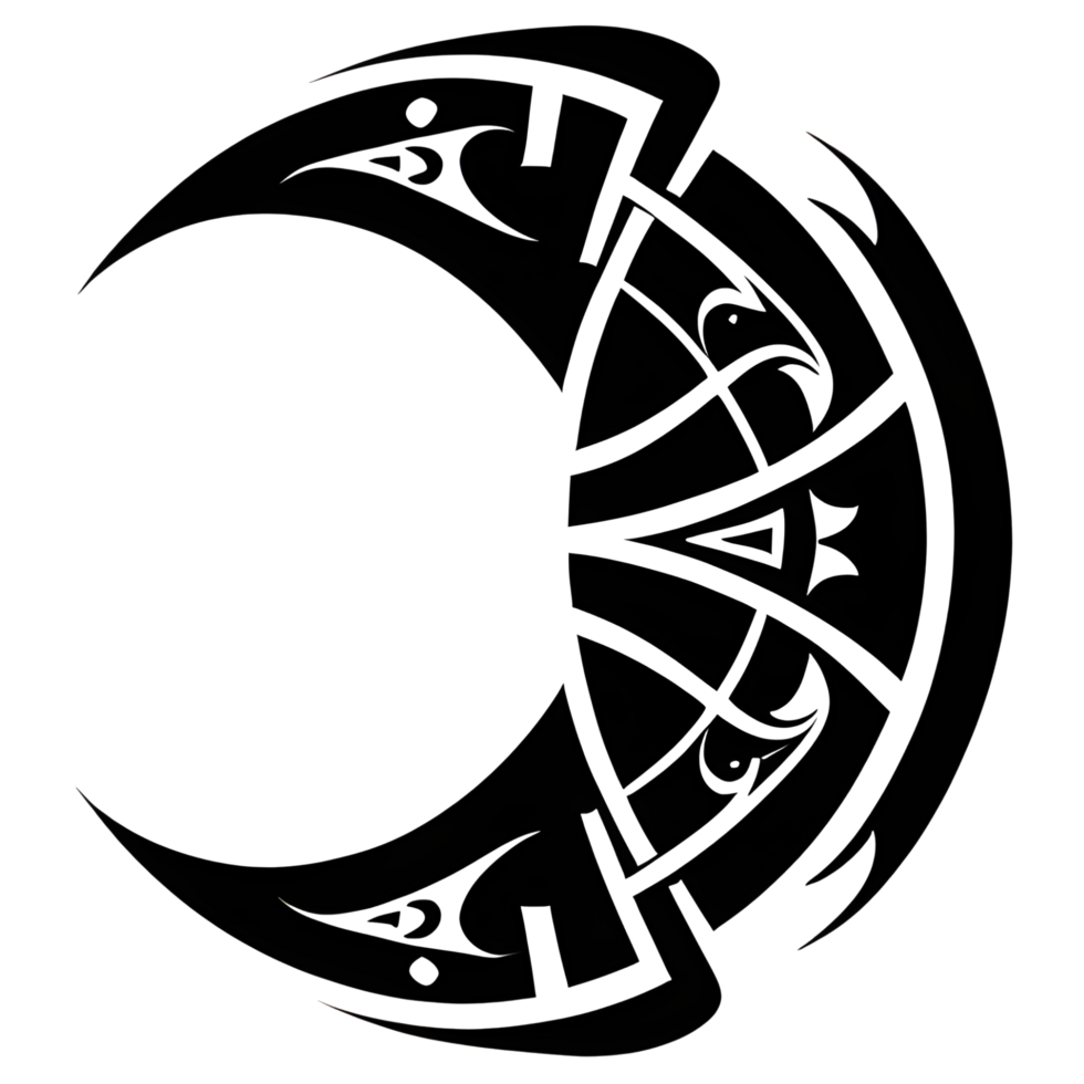 Crescent style tribal tattoo png transparent background ai generative