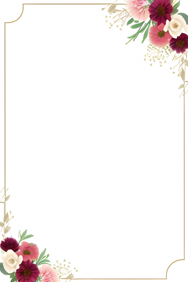 Invitation Flower Frame Border PNG Image Transparent Background Ai Generative