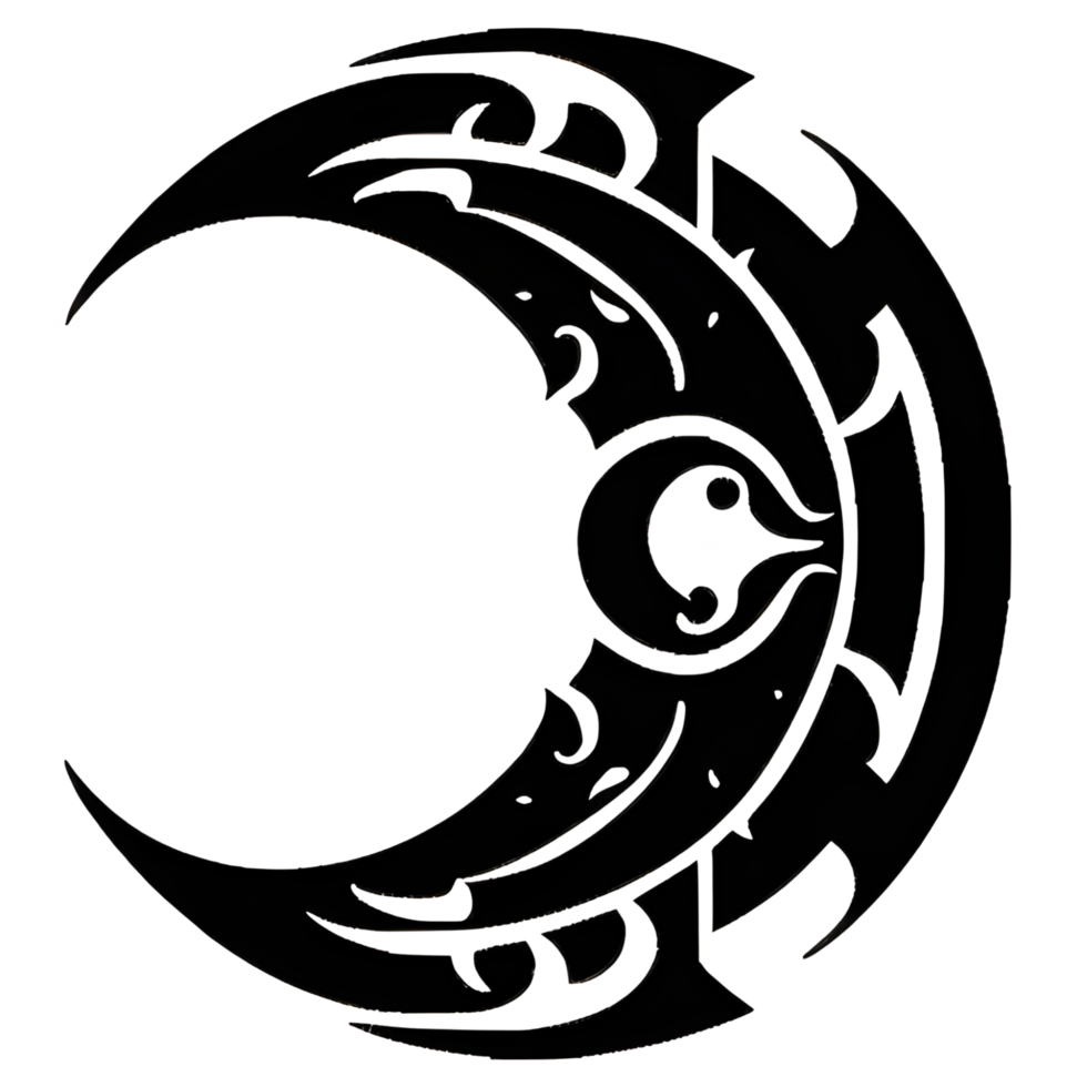 Crescent style tribal tattoo png transparent background ai generative