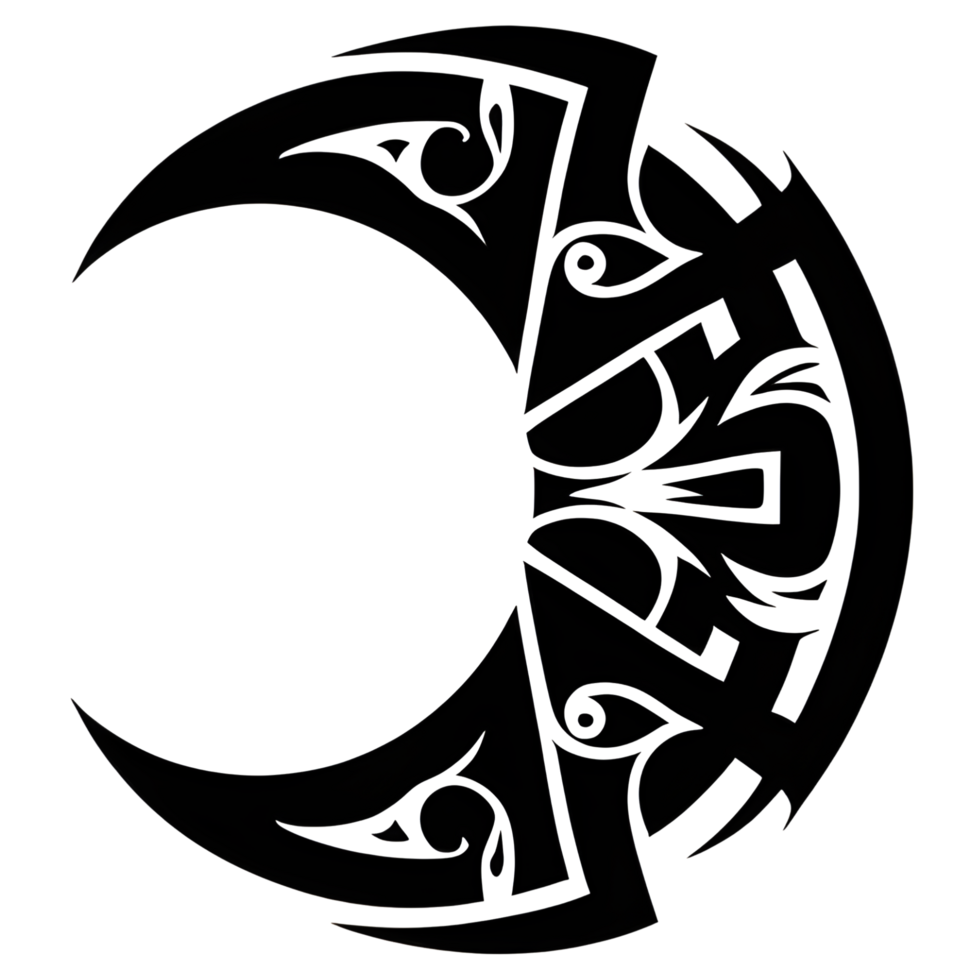 Crescent style tribal tattoo png transparent background ai generative