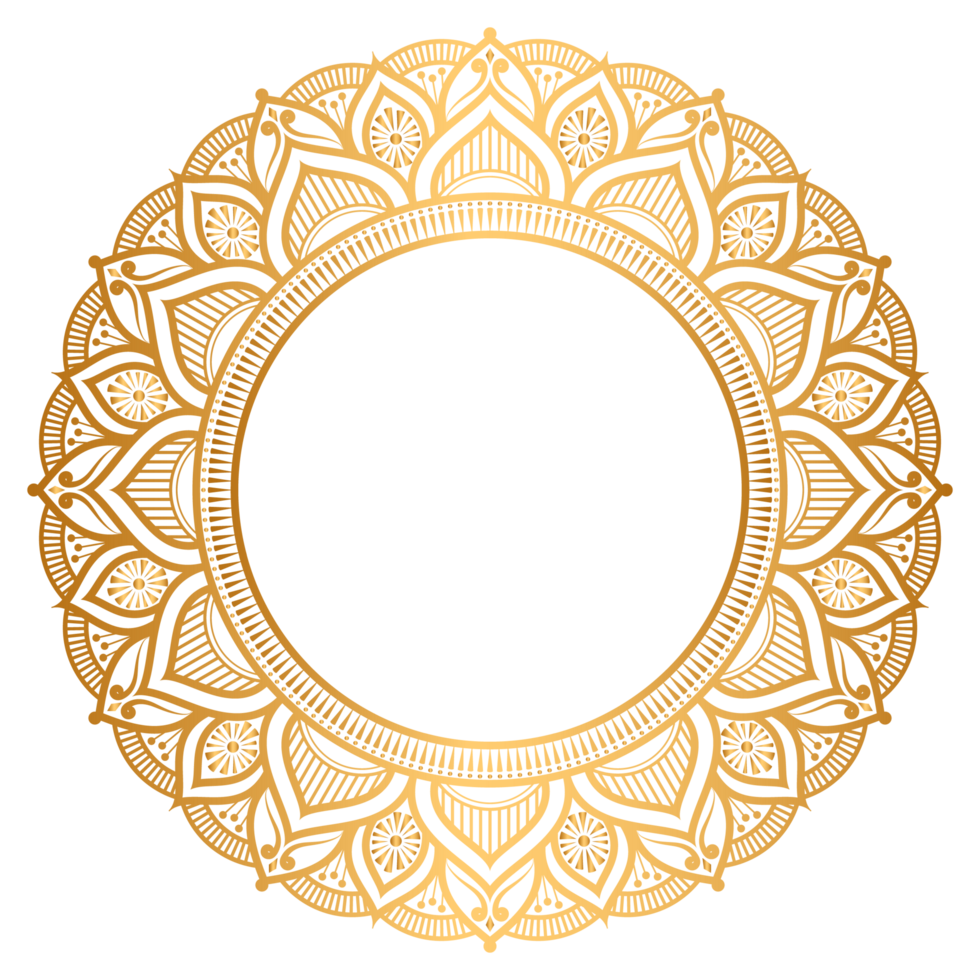 Luxus golden Kreis Rahmen transparent mit Jahrgang Mandala Gold kreisförmig Muster Clip Art png