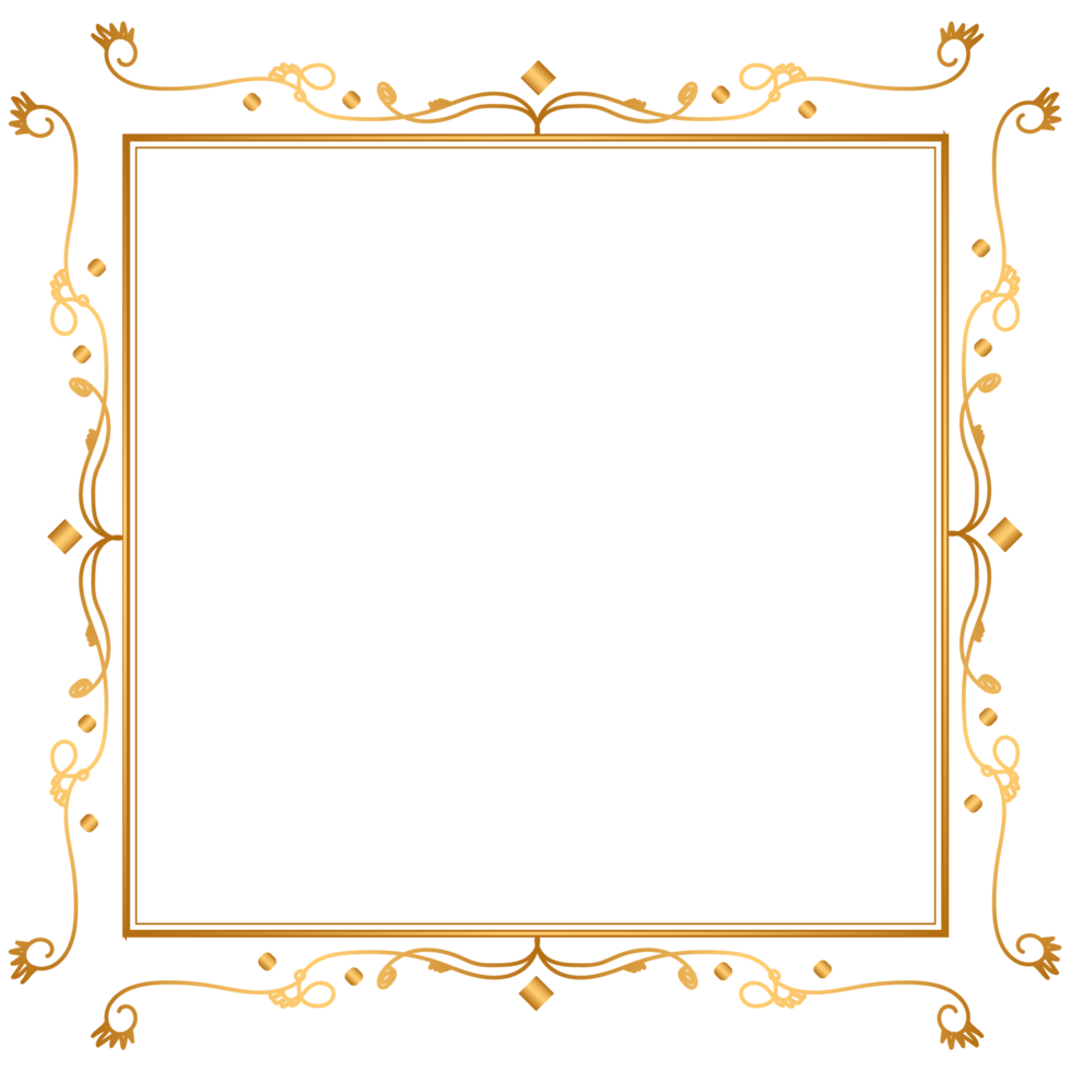Luxury golden rectangle corner certificate border pattern line photo thai frame islamic wedding invitation background png