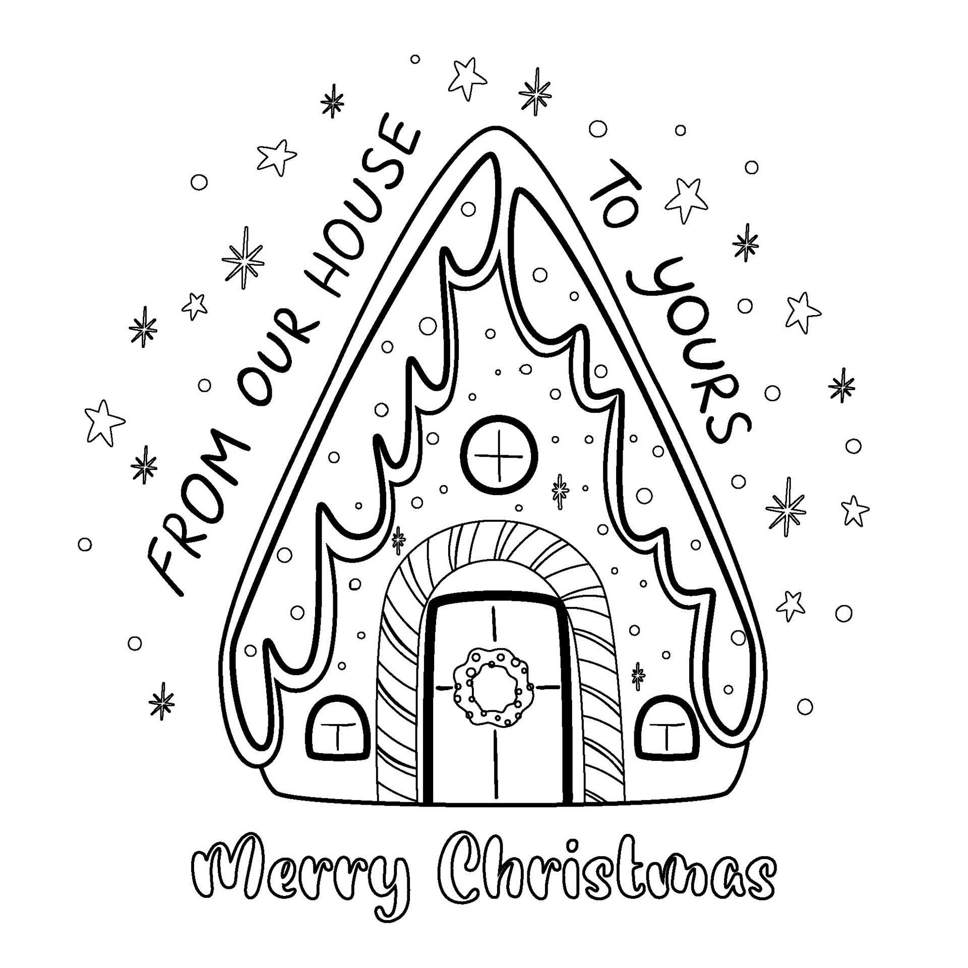 Christmas gingerbread house coloring page winter time activity for