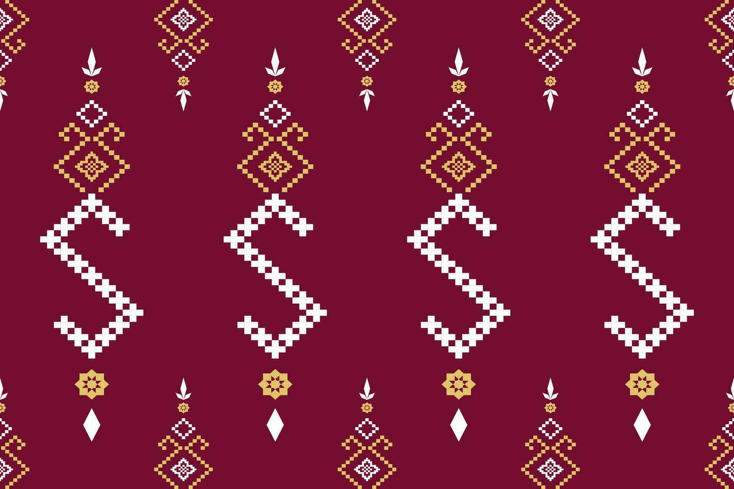 Pink Cross stitch colorful geometric traditional ethnic pattern Ikat seamless pattern border abstract design for fabric print cloth dress carpet curtains and sarong Aztec African Indian Indonesian vector
