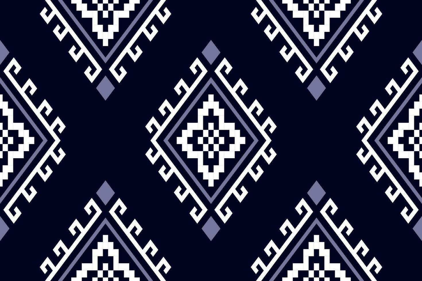 Indigo navy blue geometric traditional ethnic pattern Ikat seamless pattern border abstract design for fabric print cloth dress carpet curtains and sarong Aztec African Indian Indonesian vector