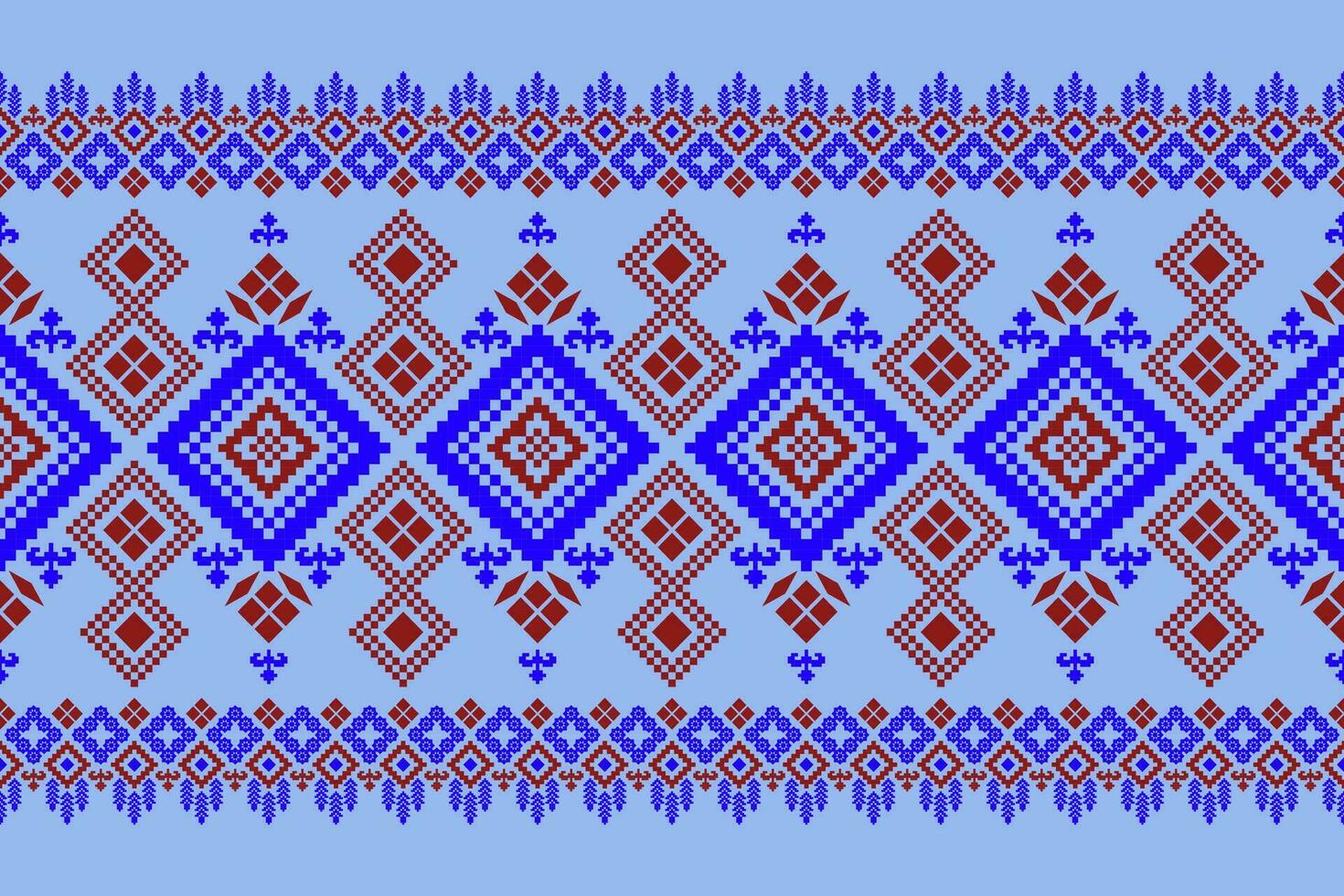 Indigo navy blue geometric traditional ethnic pattern Ikat seamless pattern border abstract design for fabric print cloth dress carpet curtains and sarong Aztec African Indian Indonesian vector
