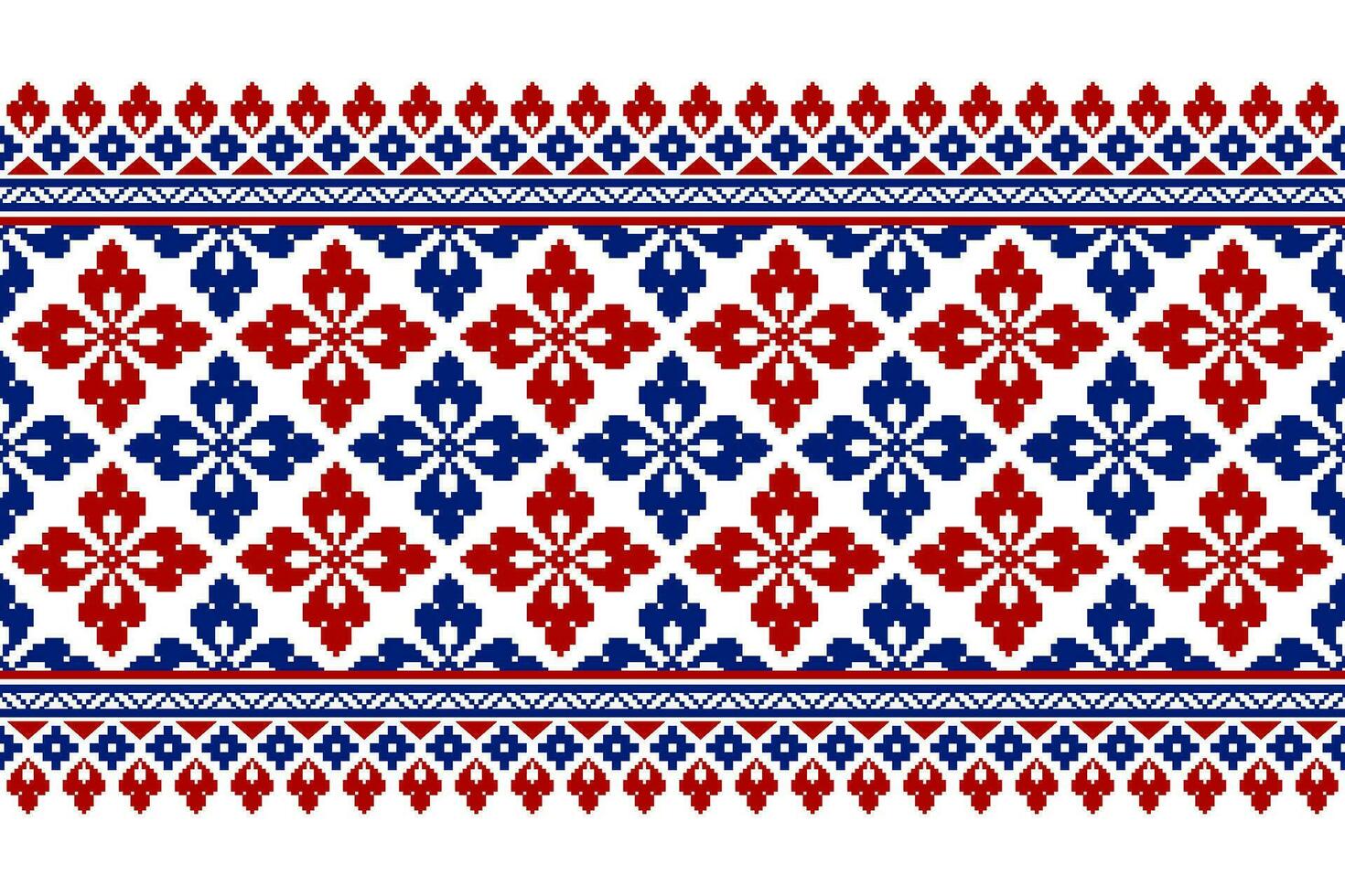 Indigo navy blue geometric traditional ethnic pattern Ikat seamless pattern border abstract design for fabric print cloth dress carpet curtains and sarong Aztec African Indian Indonesian vector