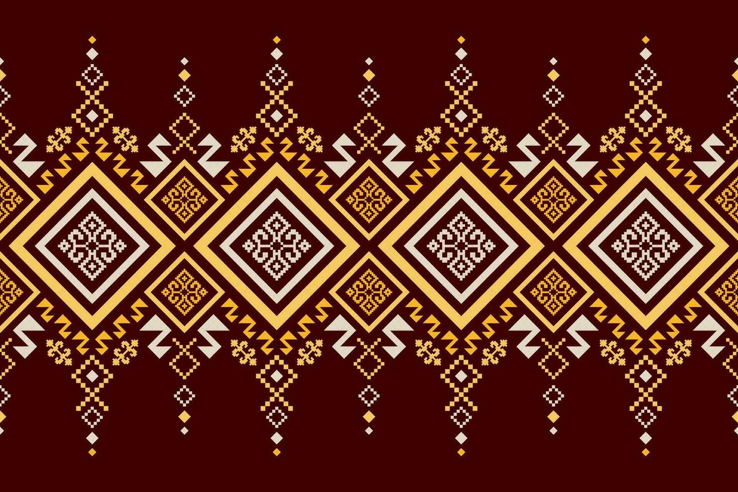 Nature vintages cross stitch traditional ethnic pattern paisley flower Ikat background abstract Aztec African Indonesian Indian seamless pattern for fabric print cloth dress carpet curtains and sarong vector
