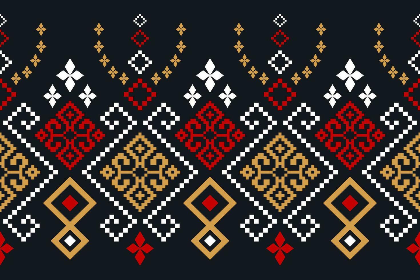 Cross stitch colorful geometric traditional ethnic pattern Ikat seamless pattern abstract design for fabric print cloth dress carpet curtains and sarong Aztec African Indian Indonesian vector