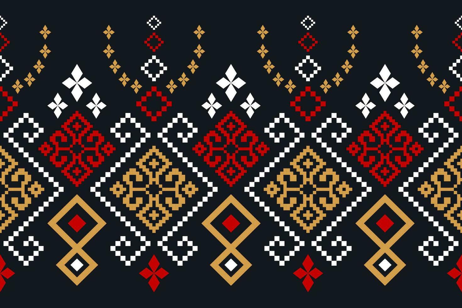 Cross stitch colorful geometric traditional ethnic pattern Ikat seamless pattern abstract design for fabric print cloth dress carpet curtains and sarong Aztec African Indian Indonesian vector