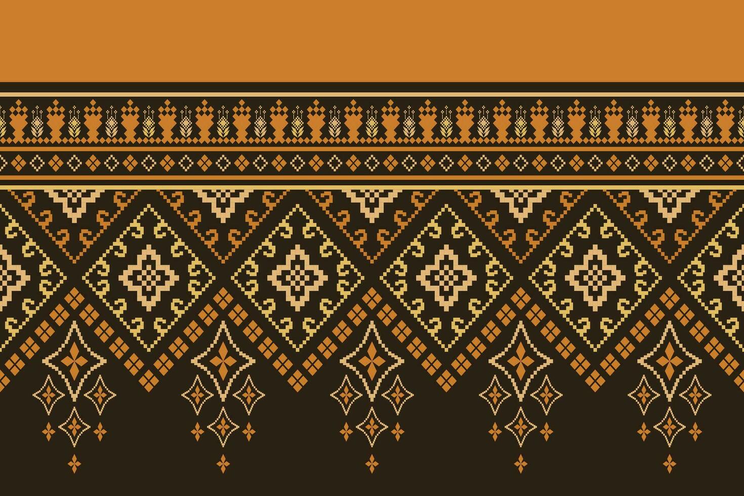 Nature vintages cross stitch traditional ethnic pattern paisley flower Ikat background abstract Aztec African Indonesian Indian seamless pattern for fabric print cloth dress carpet curtains and sarong vector
