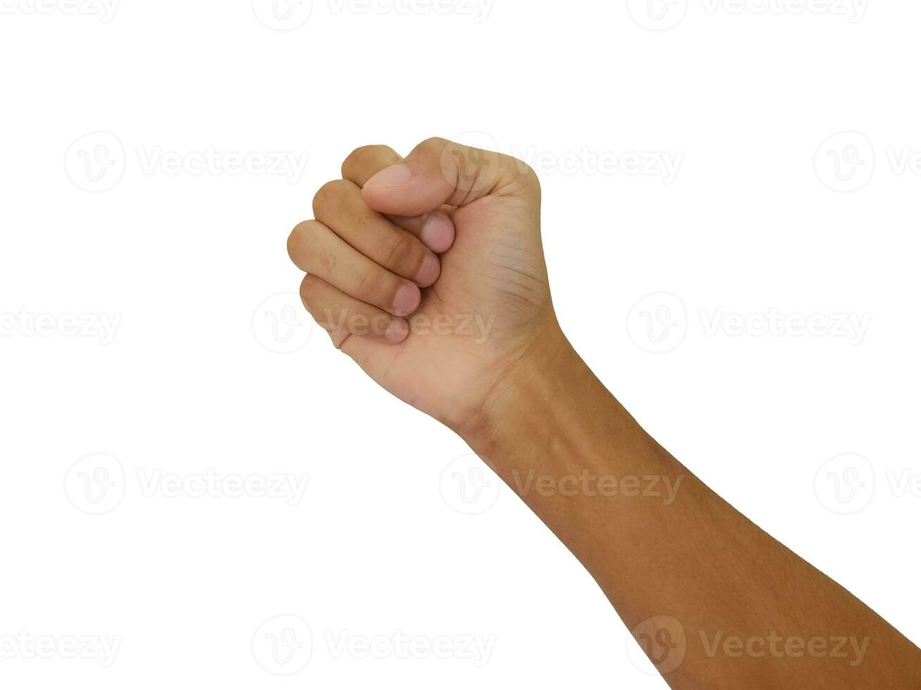 Male clenched fist, isolated on a white background Man hand with a fist. Alpha. Protest photo
